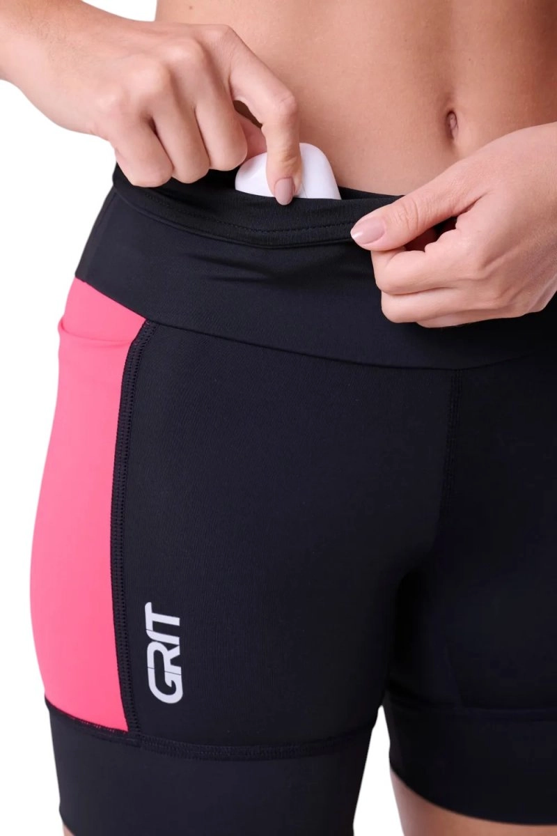 Bermuda Authen Grit Bossa 15cm - feminino - preto e rosa