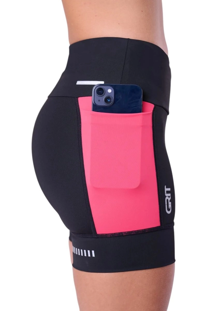 Bermuda Authen Grit Bossa 15cm - feminino - preto e rosa