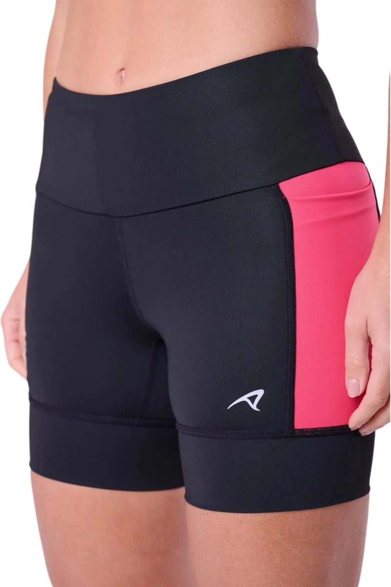 Bermuda Authen Grit Bossa 15cm - feminino - preto e rosa