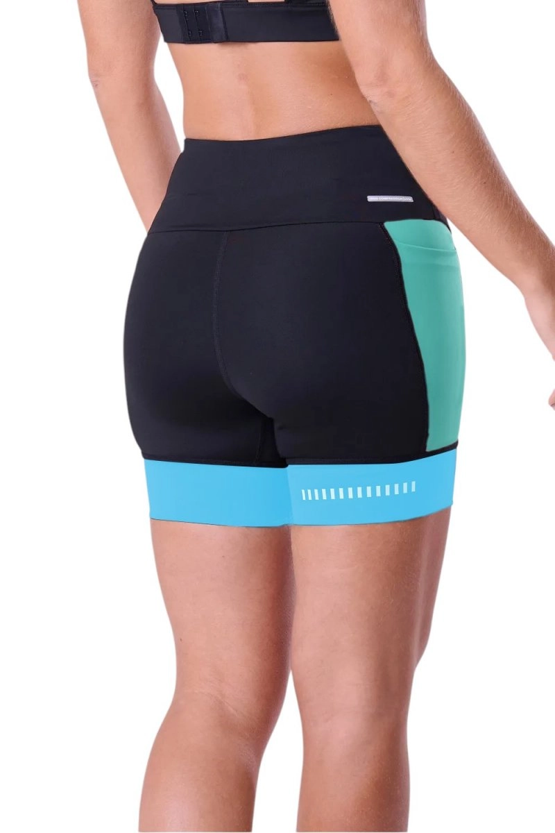 Bermuda Authen Grit Bossa 15cm - feminino - preto e verde
