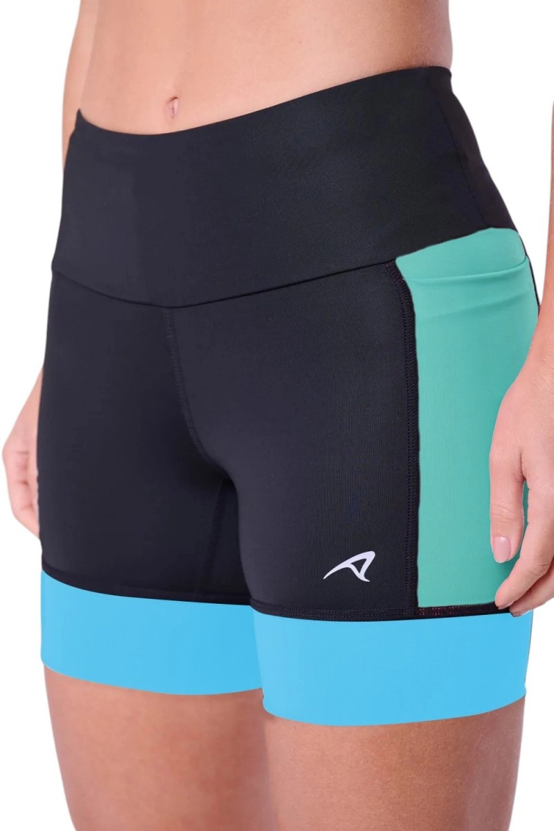 Bermuda Authen Grit Bossa 15cm - feminino - preto e verde