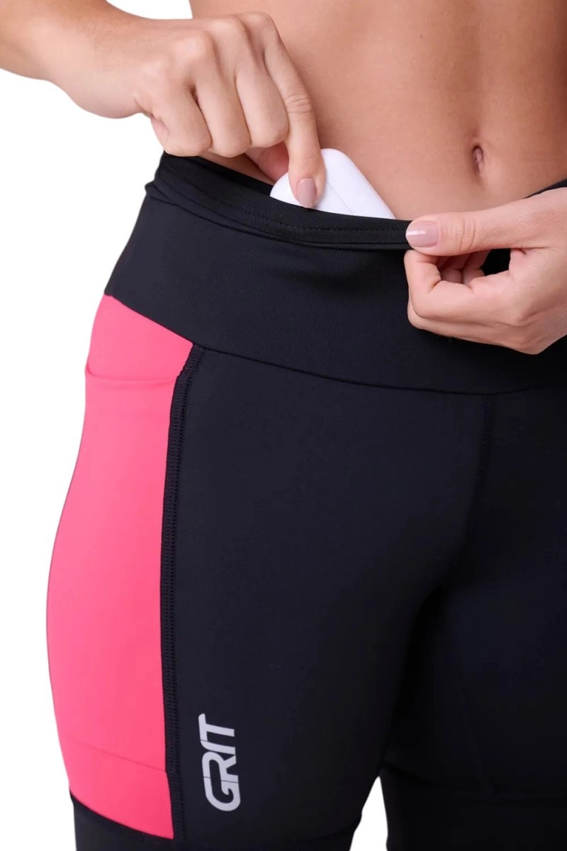 Bermuda Authen Grit Bossa 18cm - feminino - preto e rosa