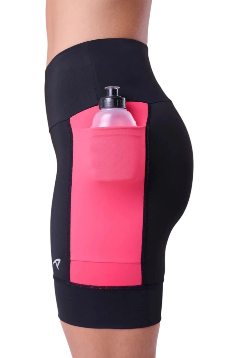 Bermuda Authen Grit Bossa 18cm - feminino - preto e rosa