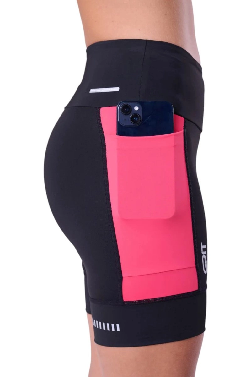 Bermuda Authen Grit Bossa 18cm - feminino - preto e rosa