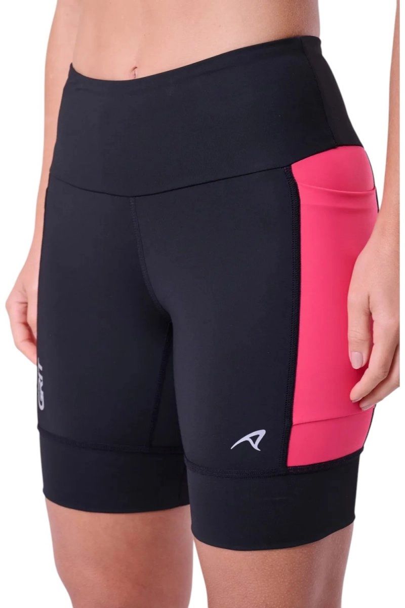 Bermuda Authen Grit Bossa 18cm - feminino - preto e rosa