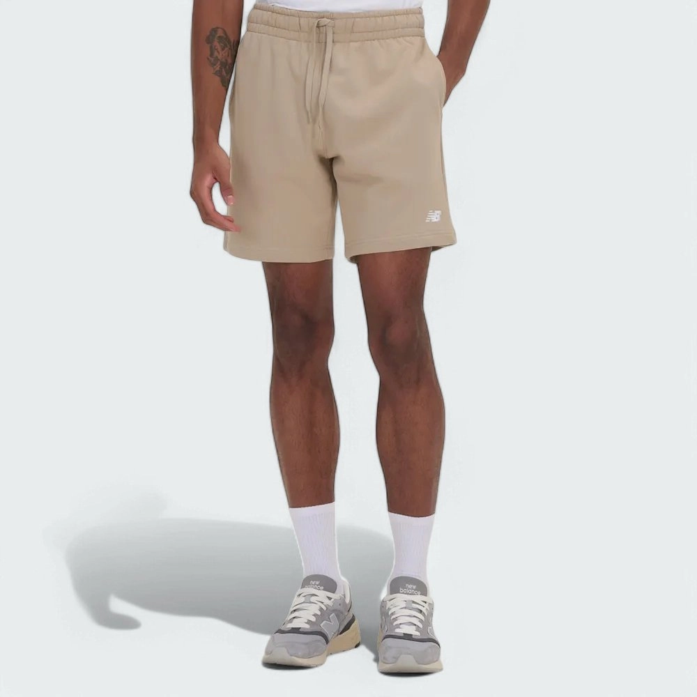 Bermuda Moletom New Balance Small Logo - masculino - bege
