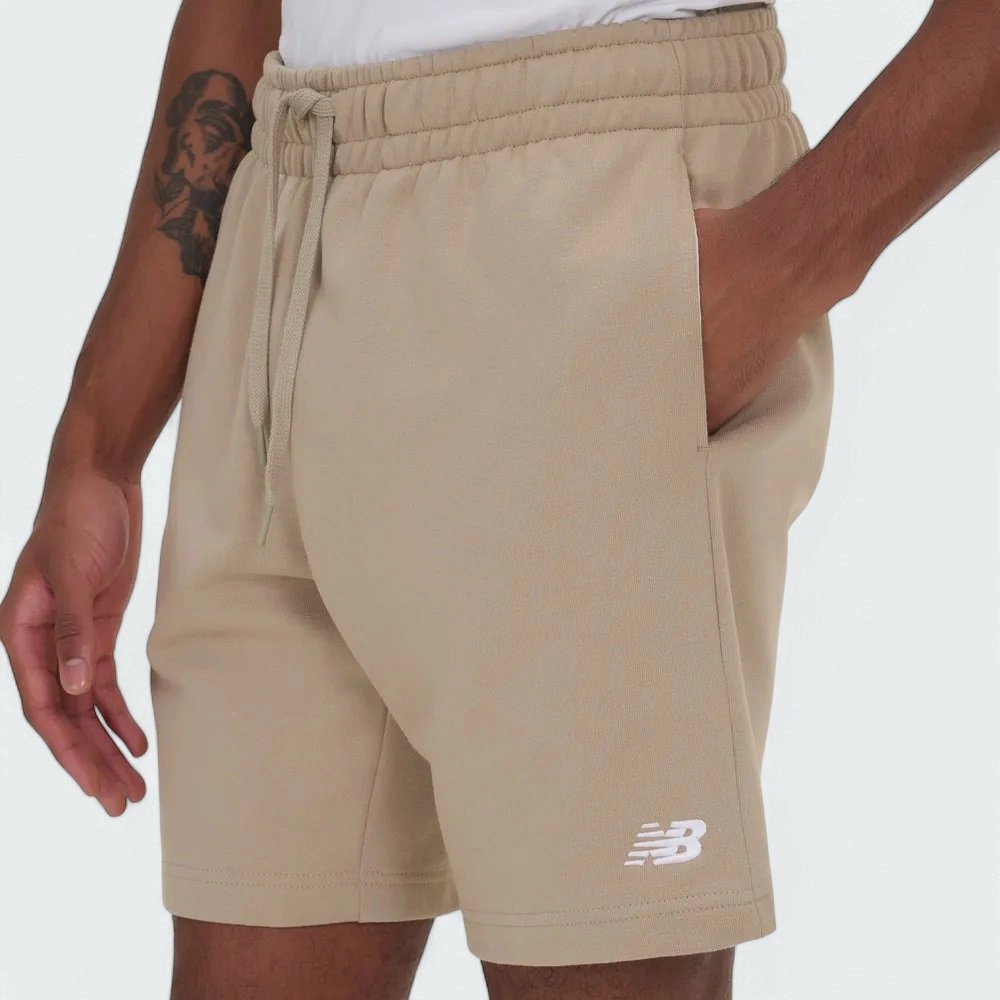 Bermuda Moletom New Balance Small Logo - masculino - bege
