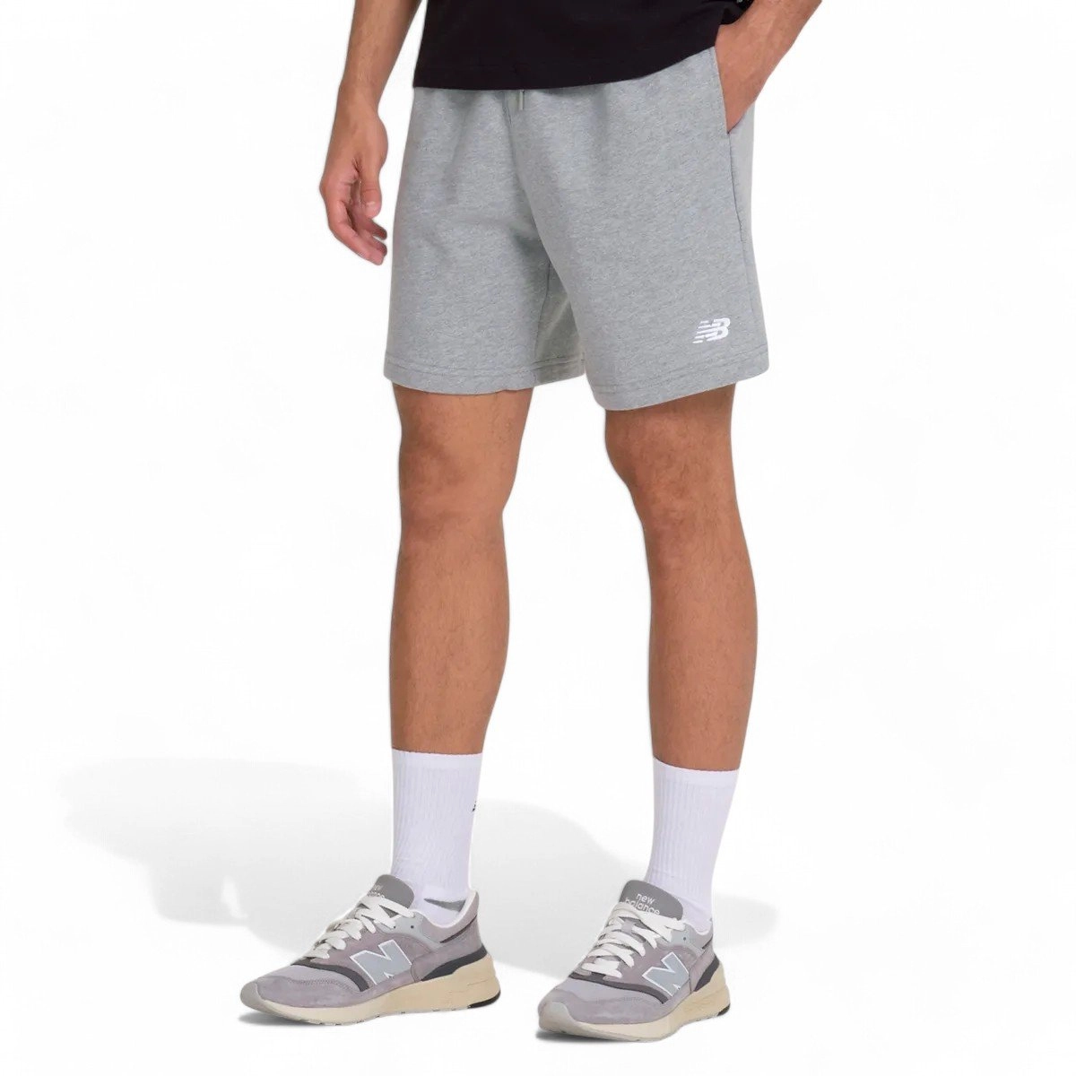 Bermuda Moletom New Balance Small Logo - masculino - cinza