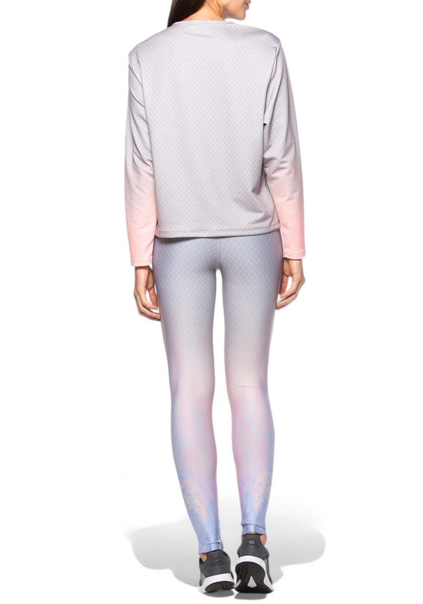 Blusa Run More Manga Longa - feminino - cinza e rosa