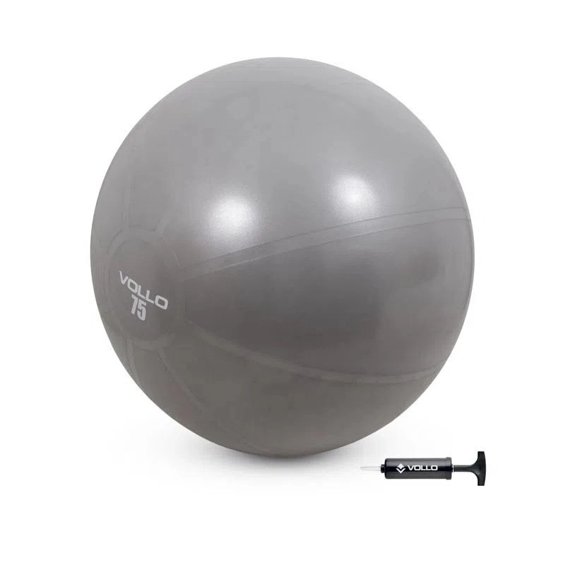 Bola Ginastica Vollo 75 Cm C/Bomba - unissex - cinza