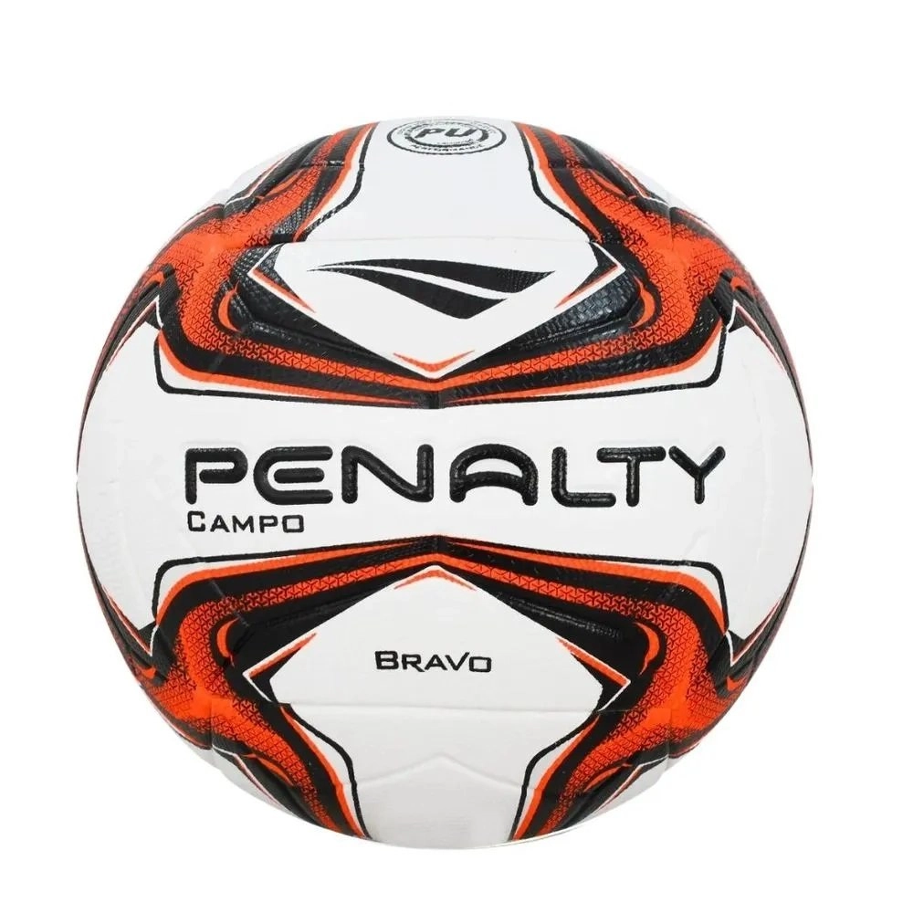 Bola Penalty Futebol Campo Bravo Xxiv - unissex - branco e laranja