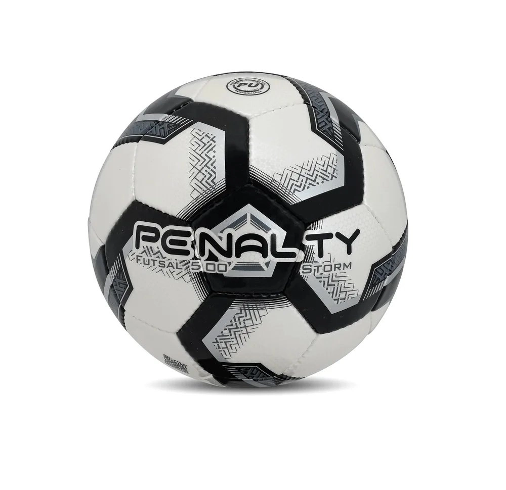Bola Penalty Futsal Storm Xxiii - unissex - branco e preto