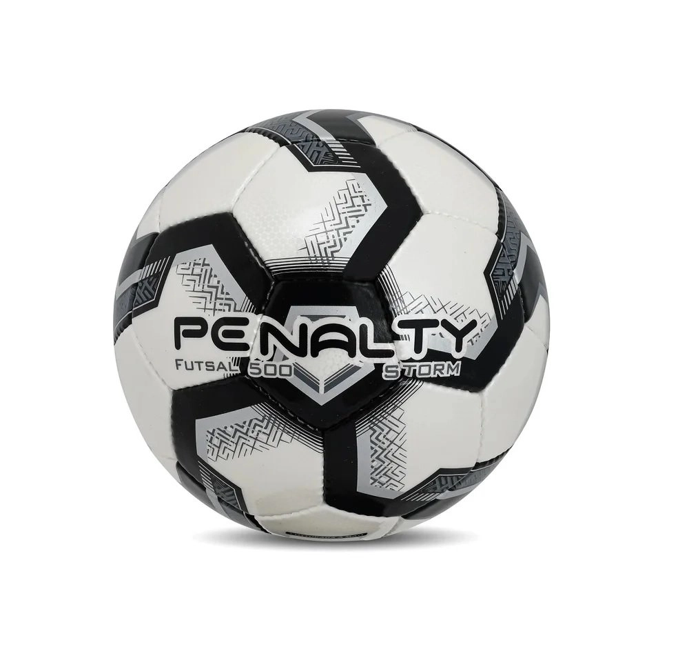 Bola Penalty Futsal Storm Xxiii - unissex - branco e preto