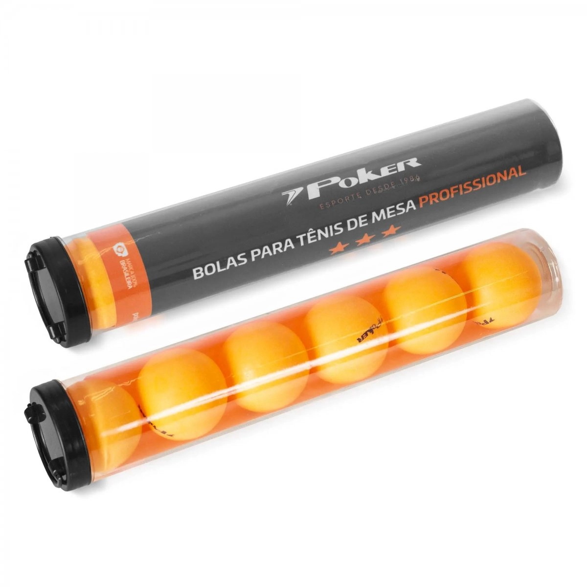 Bola Poker Ping Pong 3 Estrelas C/ 6 Bolas - unissex - laranja