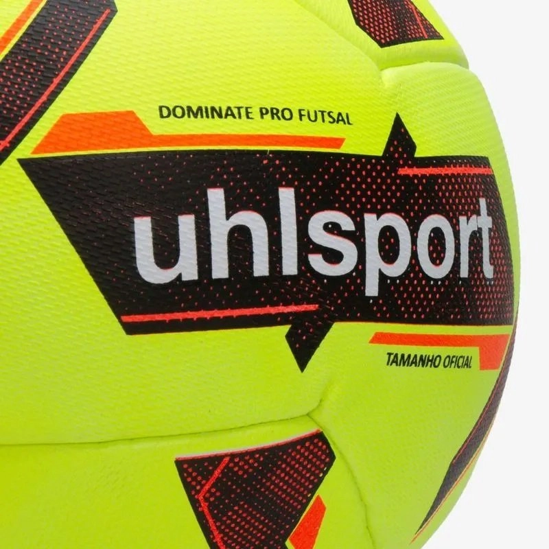 Bola Uhlsport Futsal Dominate Pro - unissex - amarelo e vermelho