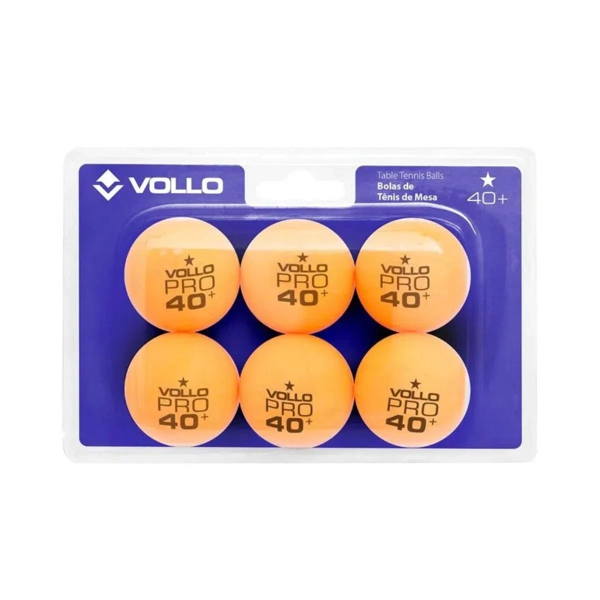 Bola Vollo ping pong 1 Estrelas kit 6 unidades - unissex - laranja