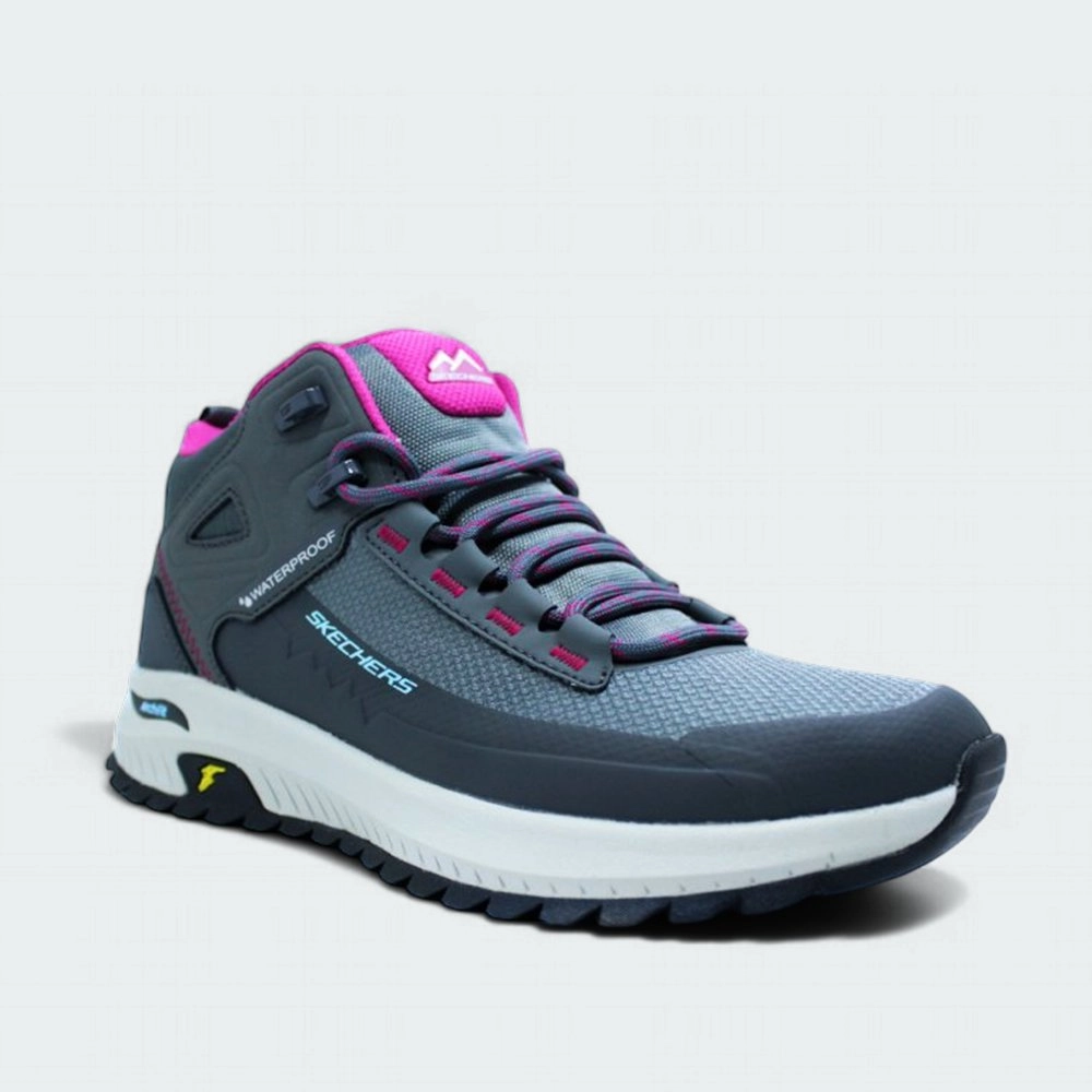 Bota Skechers Arch-Fit Discover - feminino - cinza e rosa
