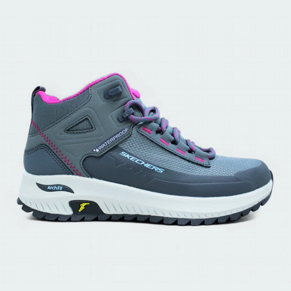 Bota Skechers Arch-Fit Discover - feminino - cinza e rosa