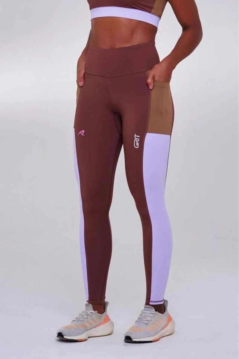 Calca Authen Grit Focus - feminino - marrom e roxo
