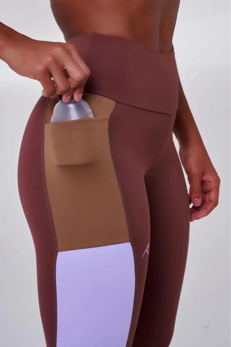 Calca Authen Grit Focus - feminino - marrom e roxo
