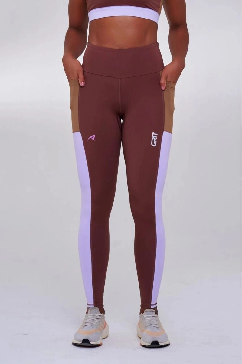 Calca Authen Grit Focus - feminino - marrom e roxo