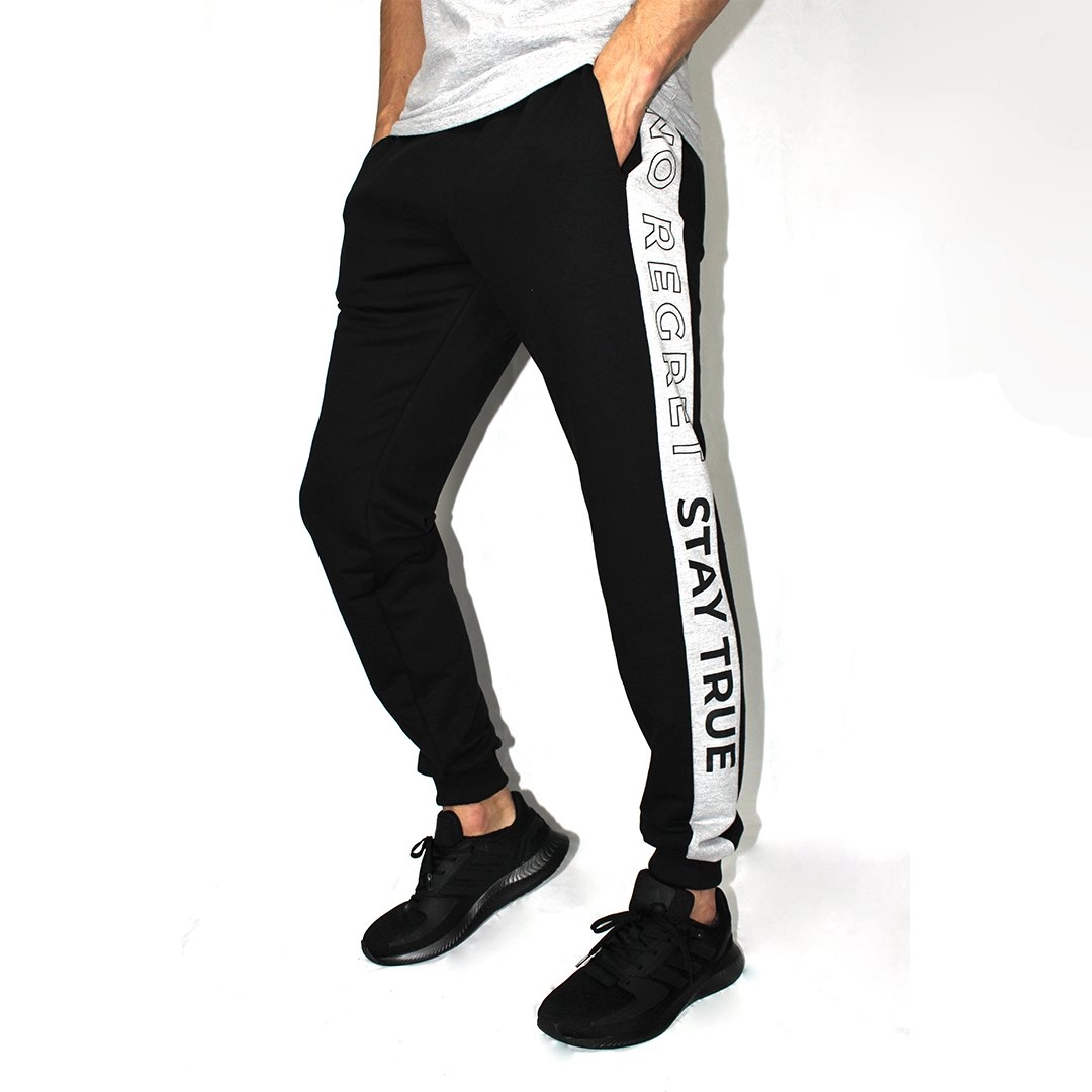 Calca King e Joe Recortes Lettering - masculino - preto e cinza