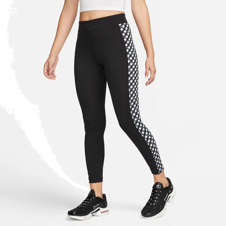 Calca Nike Sportwear Gingham - feminino - preto e branco