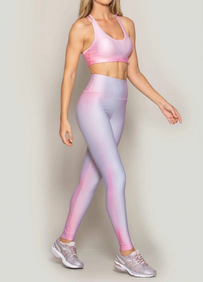 Calca Run More Reversivel Cintura Alta - feminino - lilas e preto