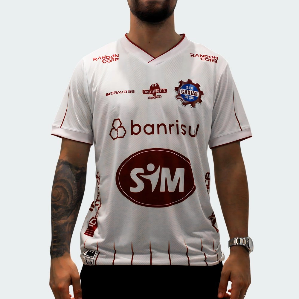 Camisa Bravo35 S.E.R Caxias Oficial - masculino - branco e bordo