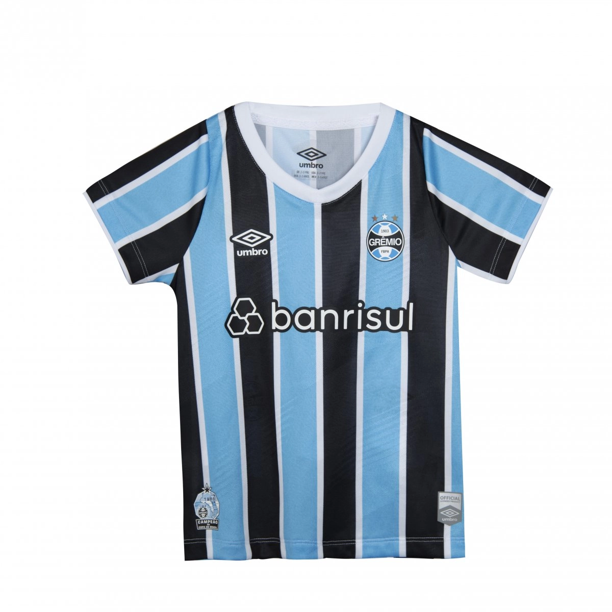 Camisa Infantil Umbro Gremio Oficial 1 2024 - unissex - azul e preto