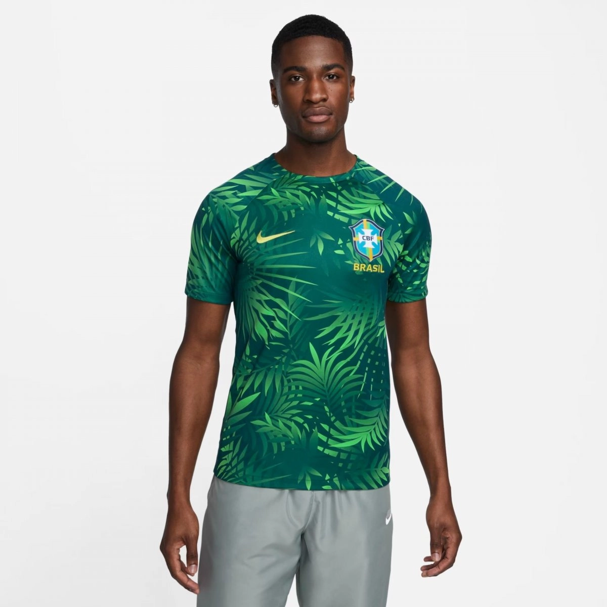 Camisa Nike Brasil Pré-Jogo - masculino - verde e amarelo