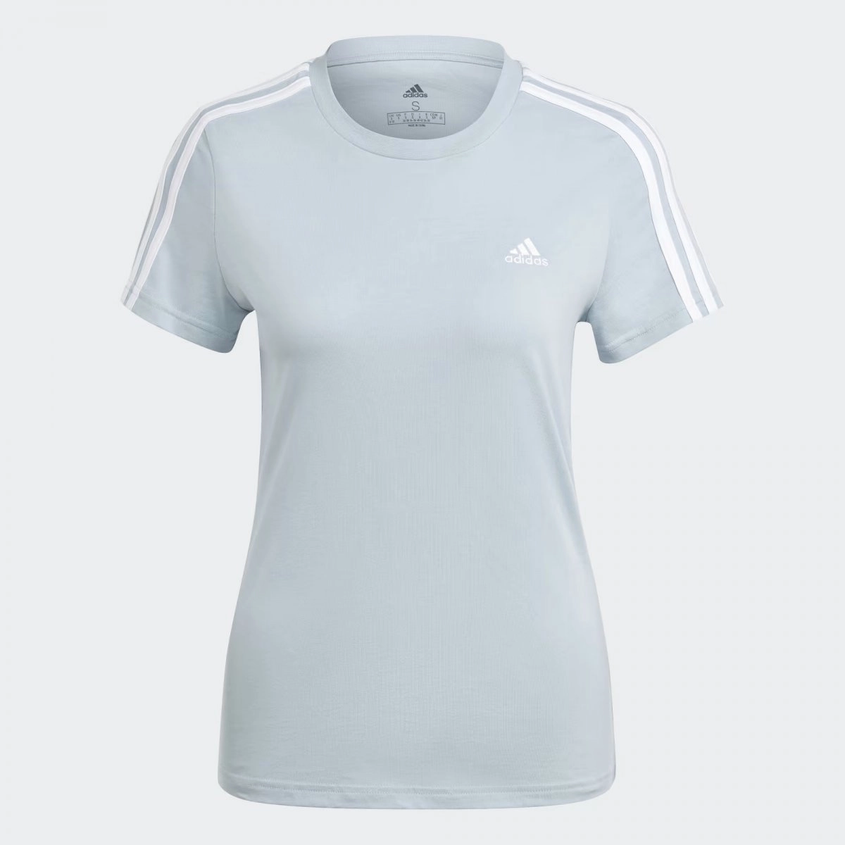Camiseta Adidas 3 Stripes - feminino - azul e branco