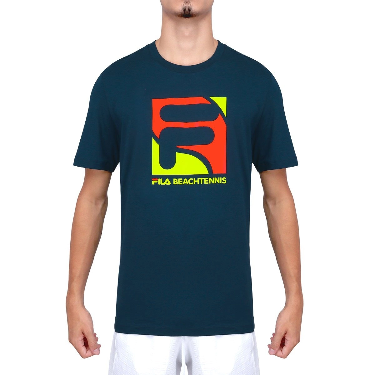 Camiseta Fila Beach Club - masculino - azul marinho e laranja