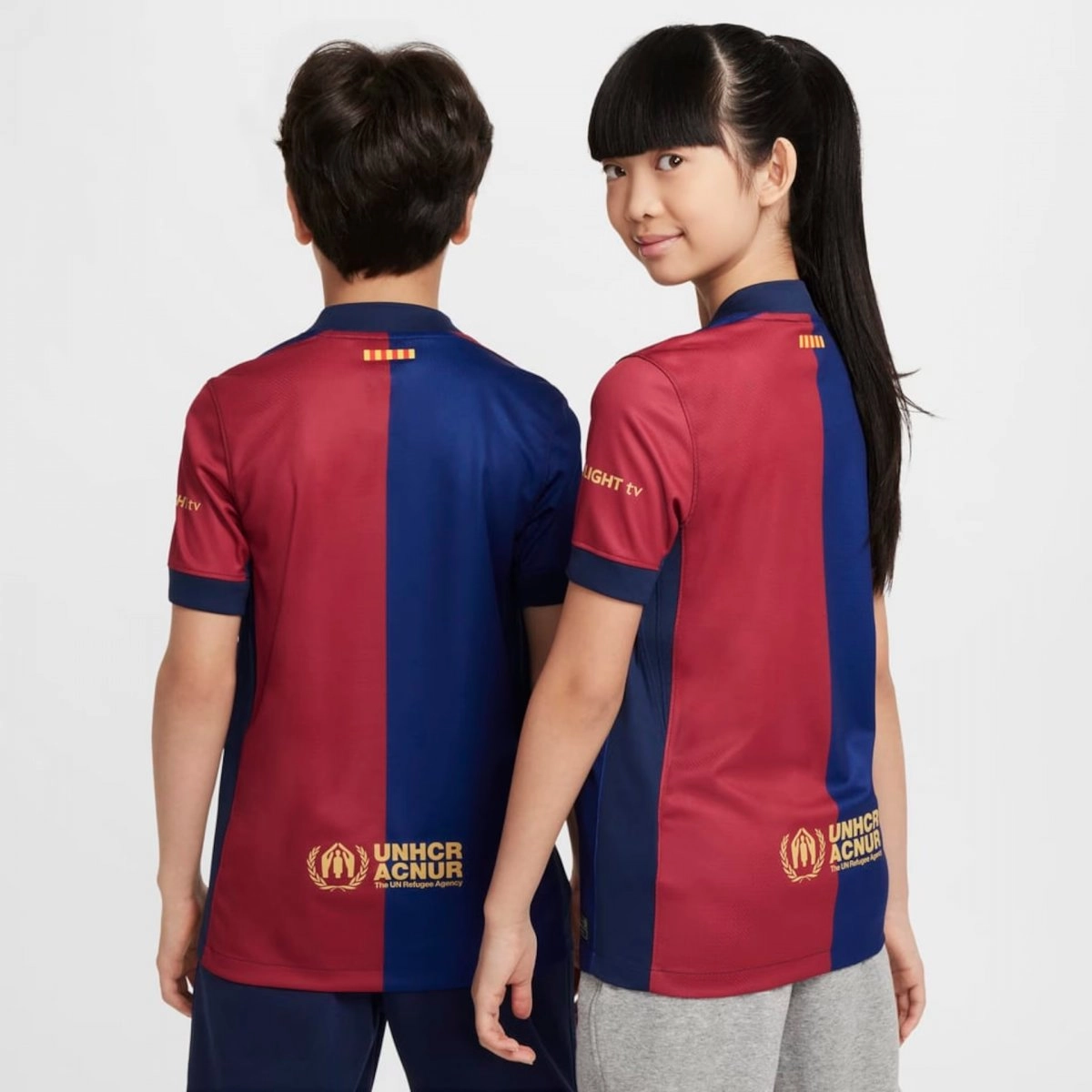 Camiseta Nike Barcelona 2024 infantil - unissex - azul e vermelho