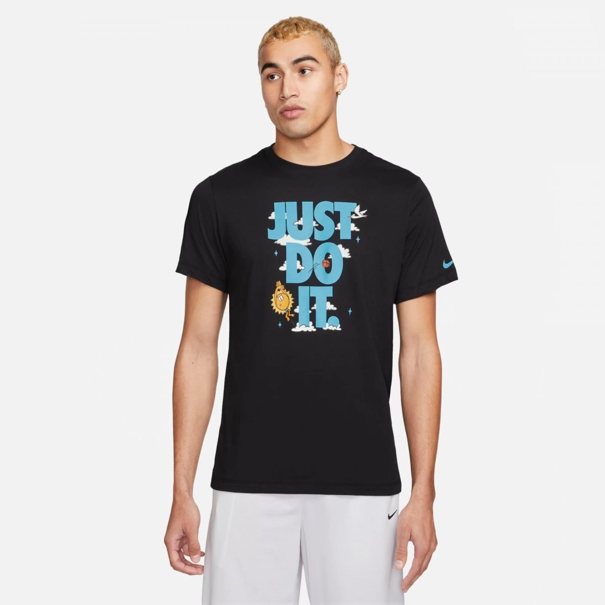 Camiseta Nike Dri-FIT "Just Do It" - masculino - preto e azul claro