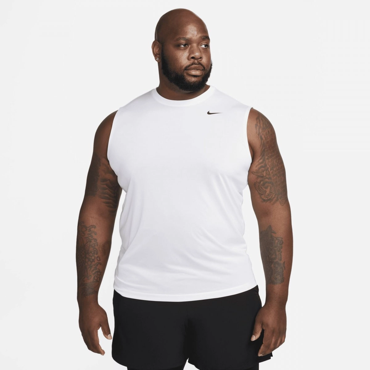 Camiseta Regata Nike Dri-FIT Legend - masculino - branco e preto
