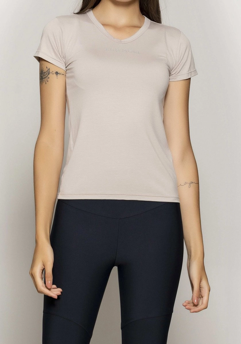Camiseta Run More - feminino - bege