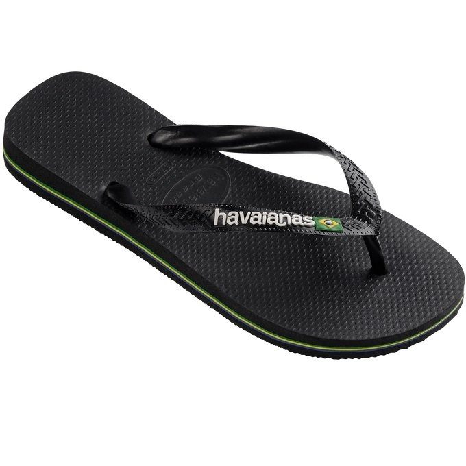 Chinelo Havaianas Brasil Logo Fc - unissex - preto