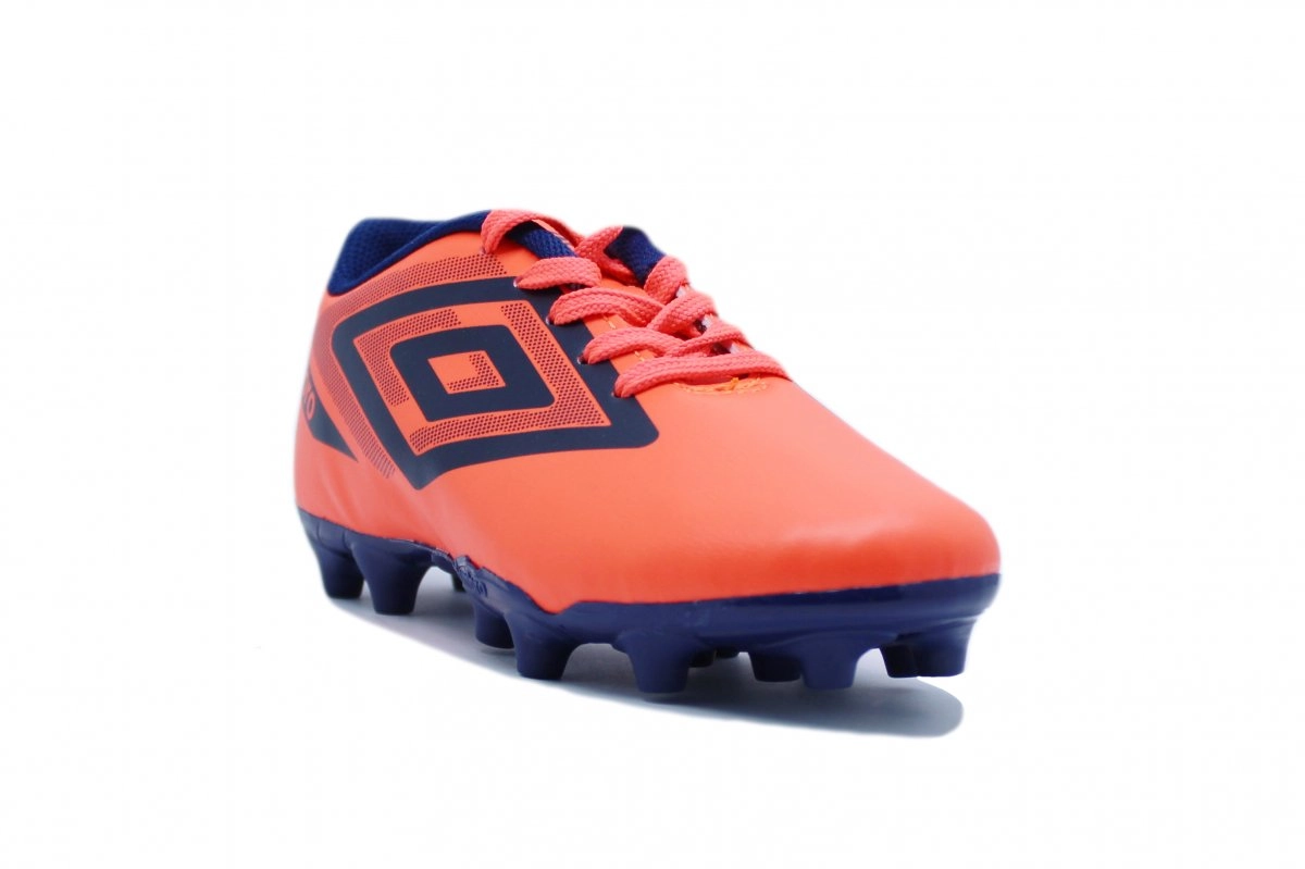 Chuteira campo Umbro Beat Jr infantil - unissex - laranja e azul marinho