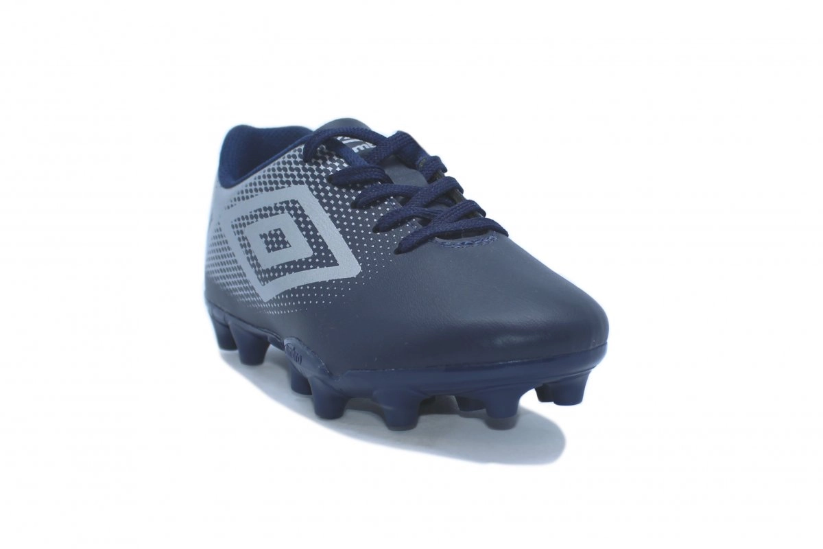 Chuteira campo umbro game infantil - unissex - azul e cinza