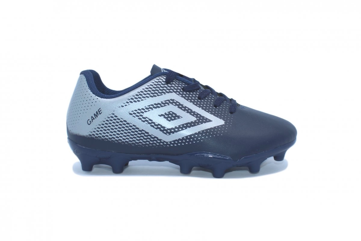 Chuteira campo umbro game infantil - unissex - azul e cinza