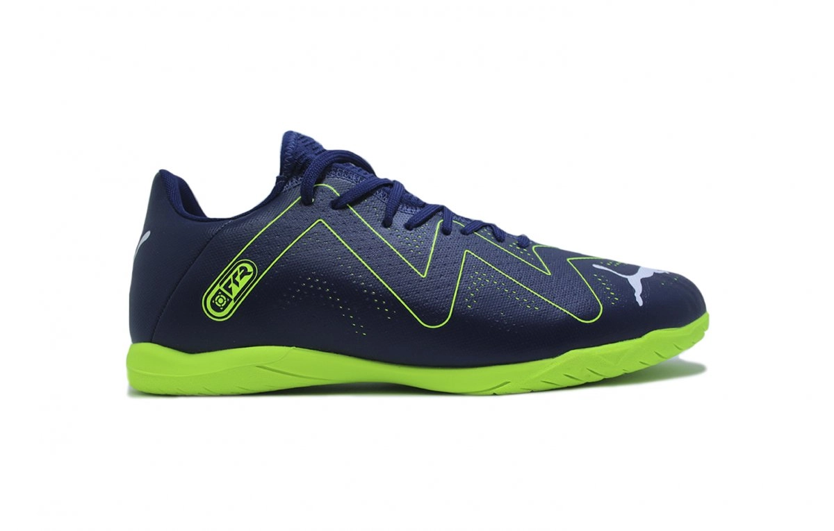 Chuteira futsal/indoor Puma Future Play - unissex - azul marinho e verde