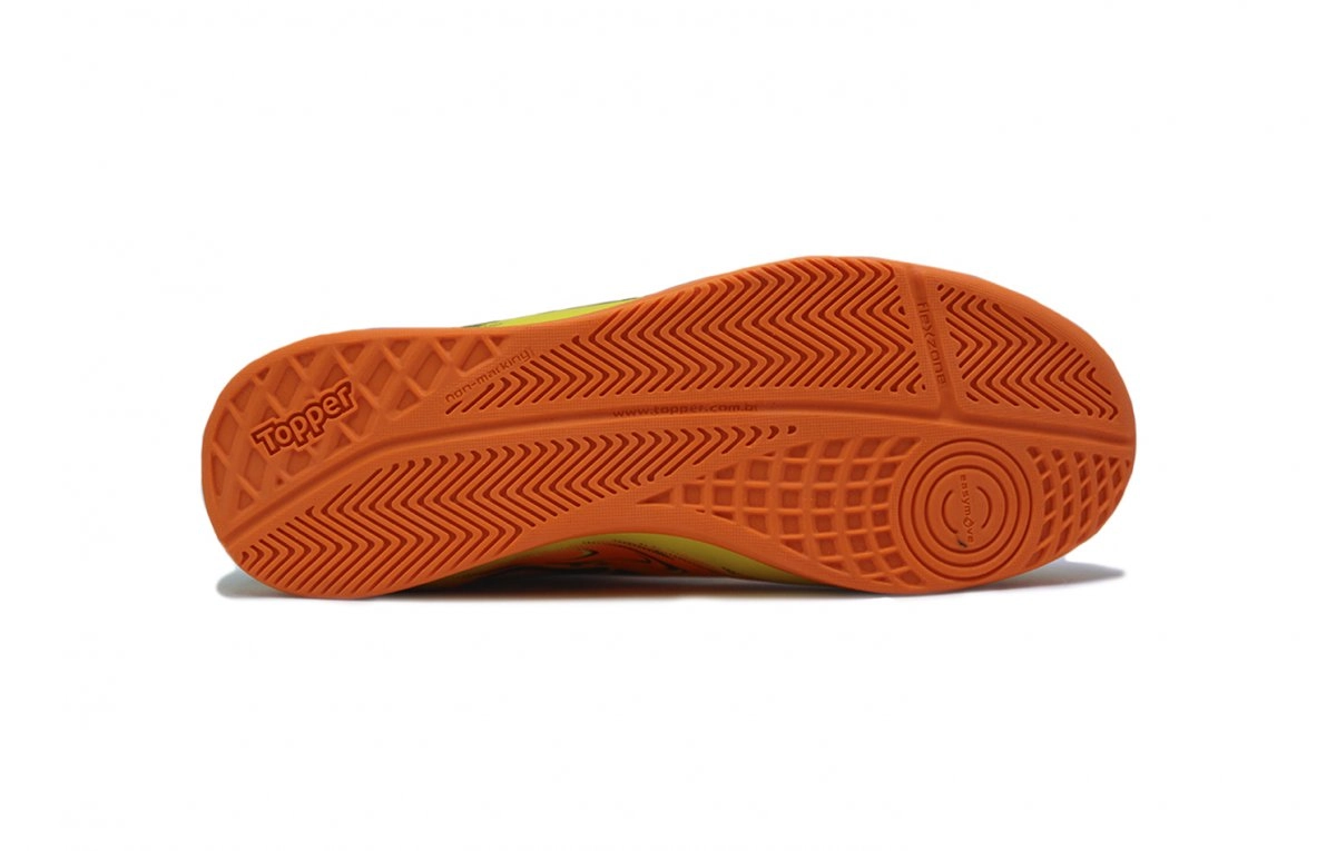 Chuteira futsal/indoor Topper Strike V Inf infantil - unissex - laranja e amarelo