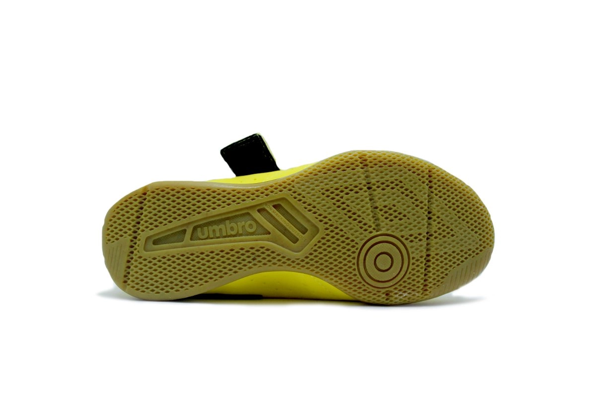 Chuteira futsal/indoor Umbro Neo Striker Kids - unissex - amarelo e azul