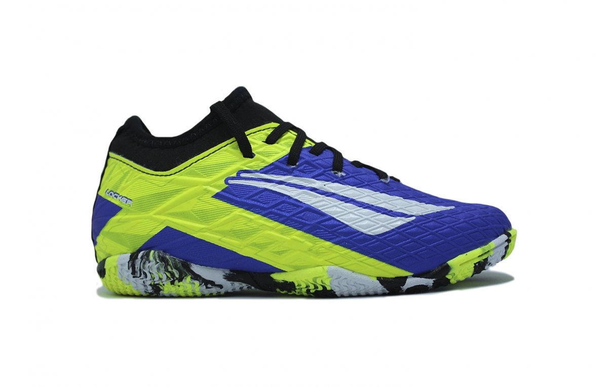 Chuteira futsal Penalty Rx Locker Kids infantil - unissex - azul e amarelo