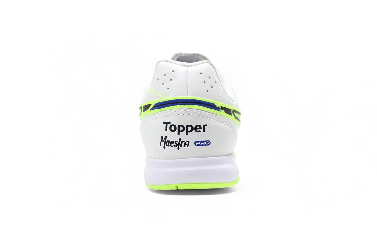 Chuteira futsal Topper Maestro Pro V - unissex - branco e verde