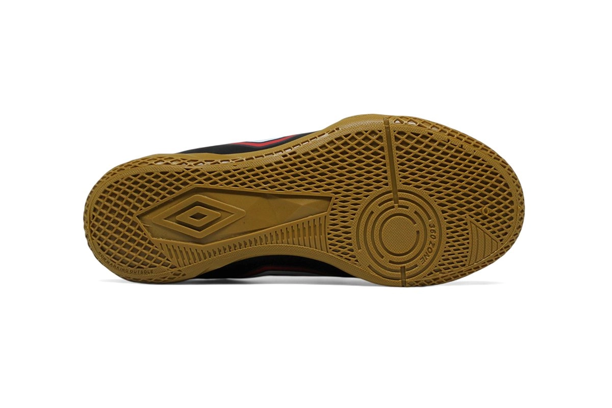 Chuteira Futsal Umbro Cannon Juvenil - unissex - preto e vermelho