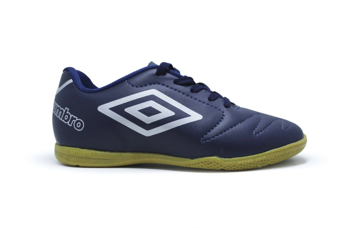 Chuteira futsal Umbro Class 2.2 Jr infantil - unissex - azul marinho e cinza