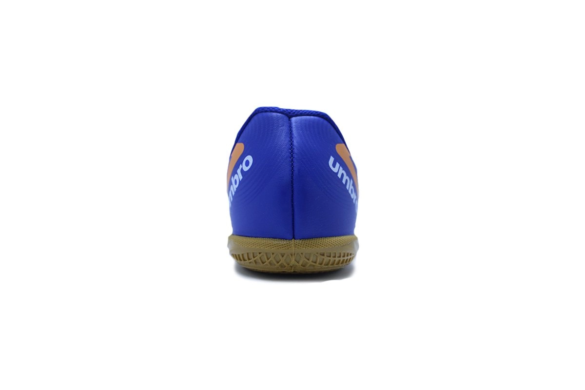 Chuteira futsal Umbro Orbit Jr infantil - unissex - azul e laranja