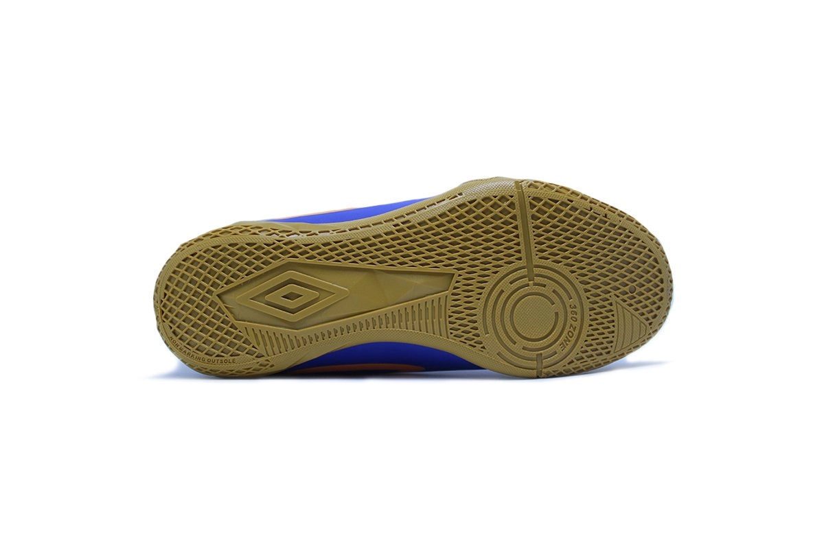 Chuteira futsal Umbro Orbit Jr infantil - unissex - azul e laranja